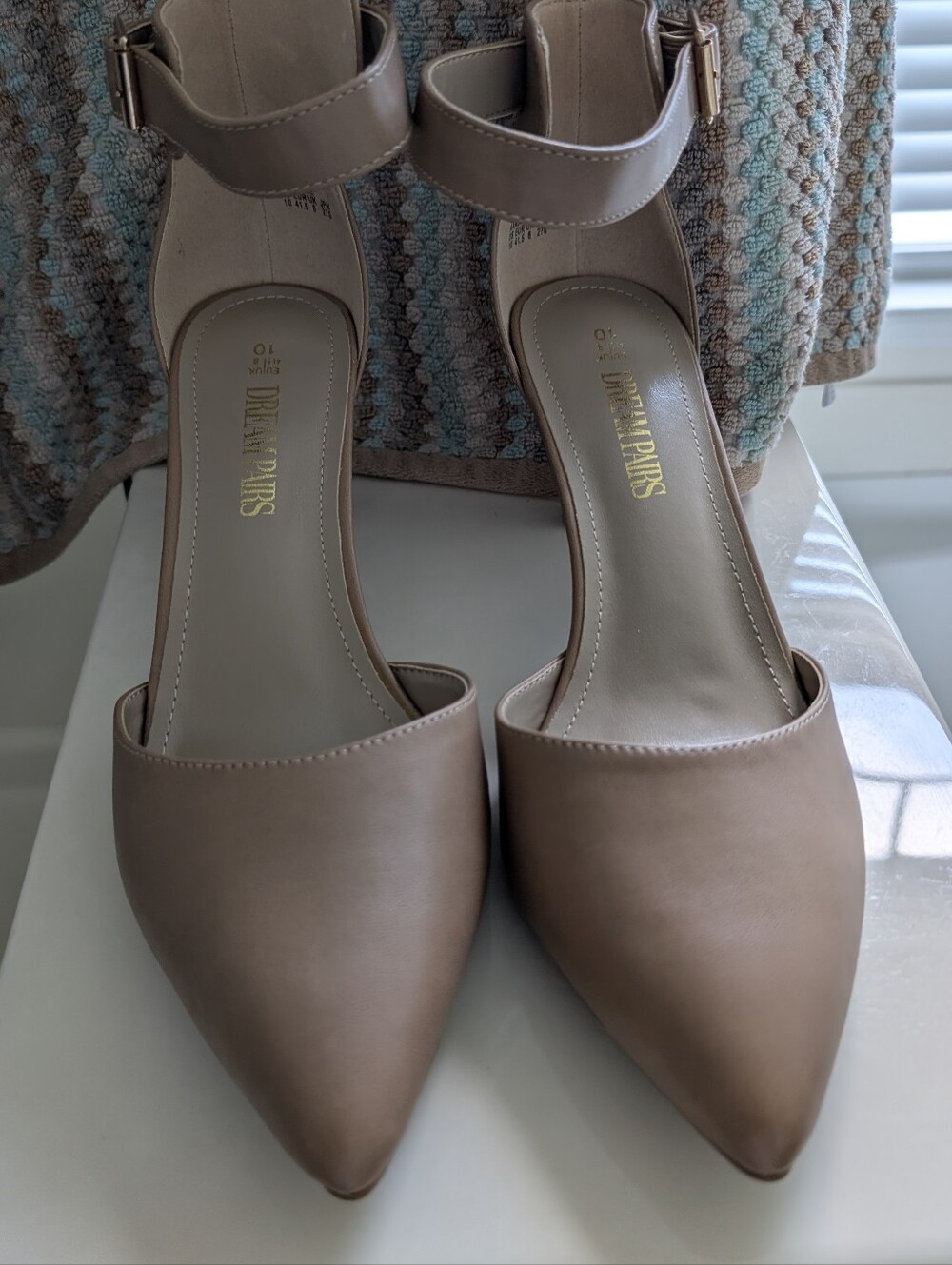 NWOT Taupe Pointed Toe Ankle-Strap Pumps